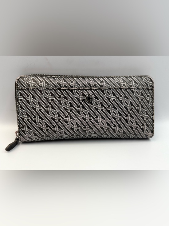 Cole Haan Handbags - Cole Haan Gray And Black Leather All Over Monogram Print Zip-Around Long Wallet